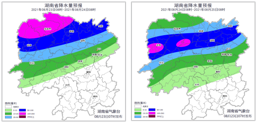23日至25日湘中以北有一次暴雨大暴雨过程并伴有强对流天气