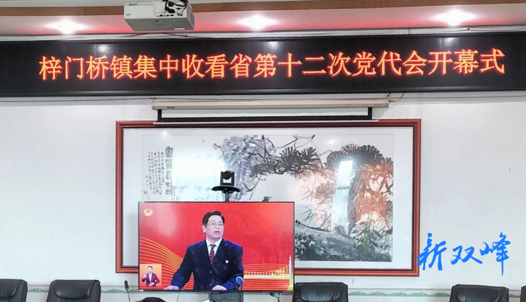 梓门桥镇组织集中观看湖南省第十二次党代会开幕式