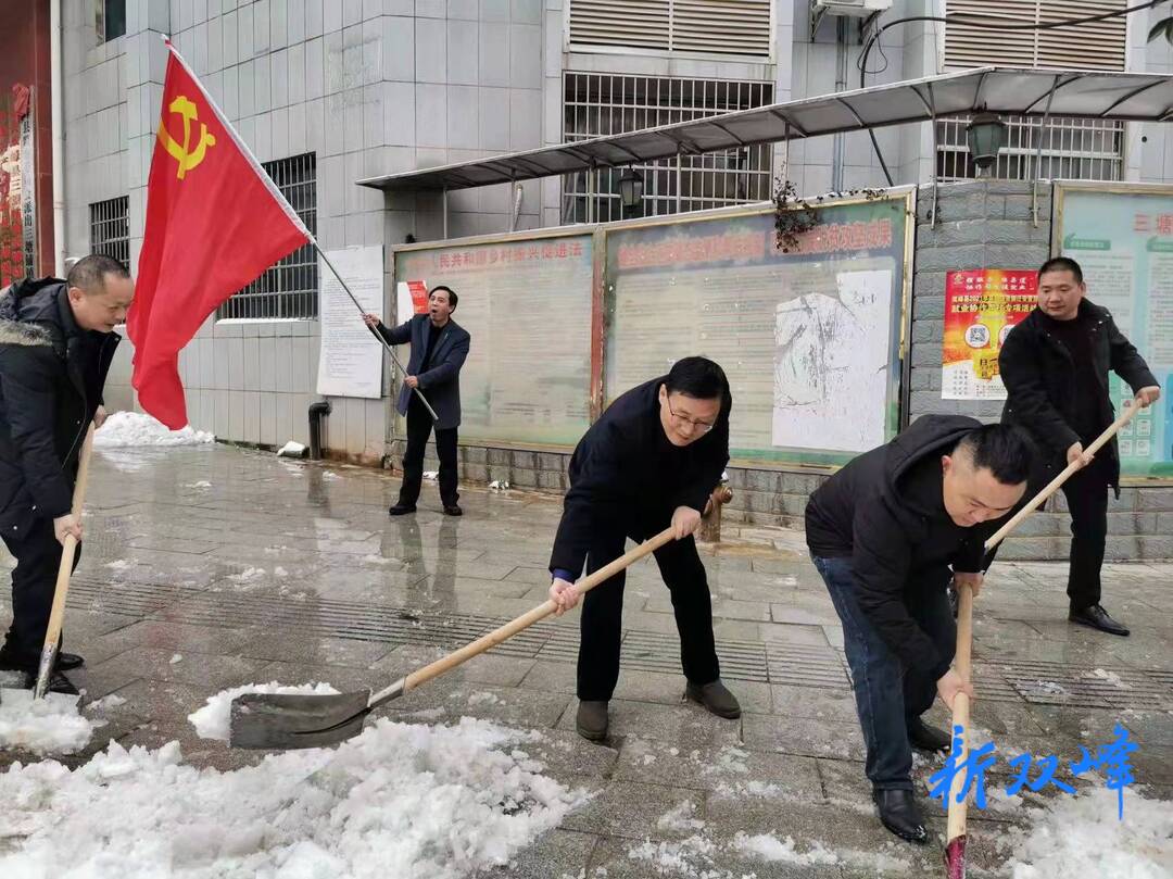 铲雪除冰·党员先行：三塘铺镇党政班子成员在行动