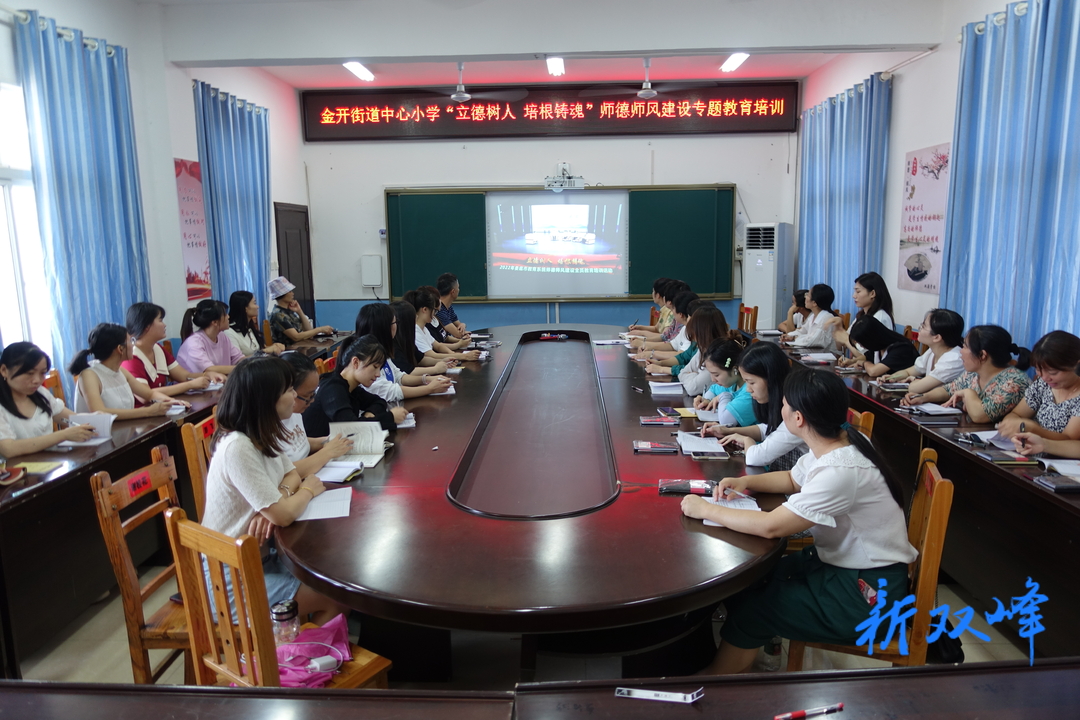 双峰县金开街道中心学校开展“立德树人 培根铸魂”师德师风建设专题教育培训