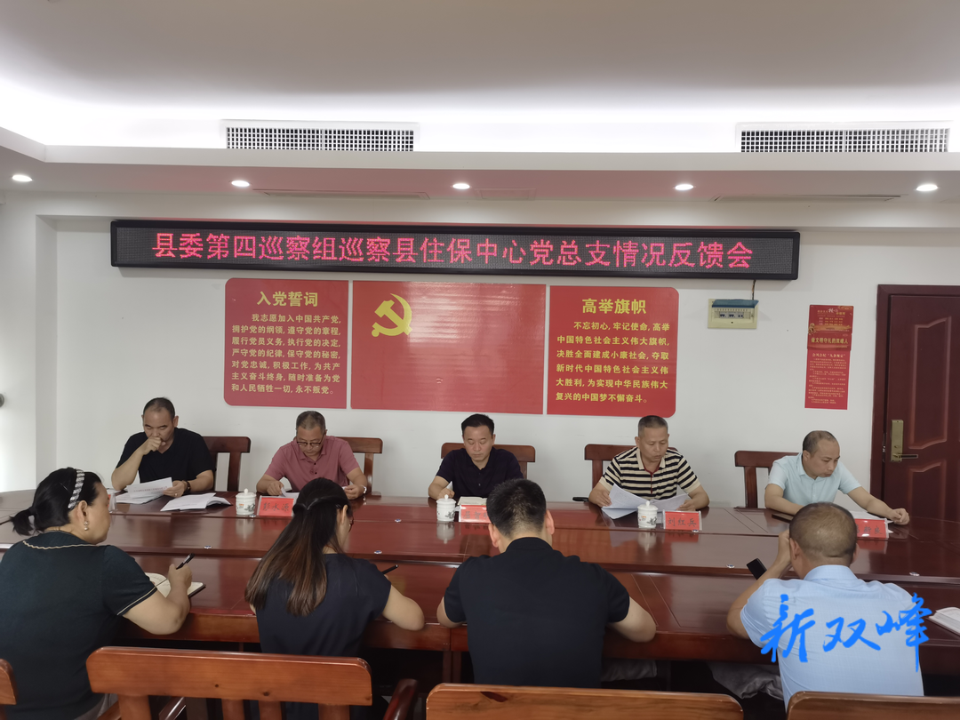 双峰县委第四巡察组向县住保中心党总支反馈巡察情况