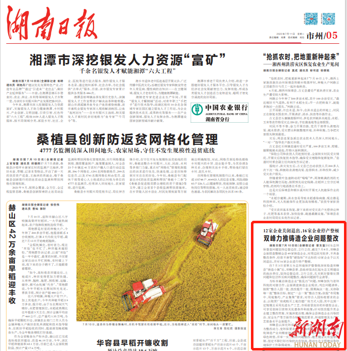 双峰力推铸造企业问题整改|湖南日报