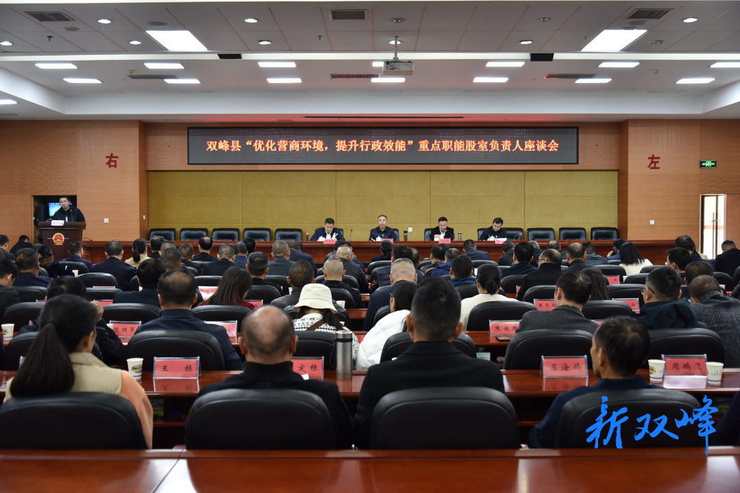 双峰县召开“优化营商环境 提升行政效能”重点职能股室负责人座谈会 彭石清作讲话 李基联主持