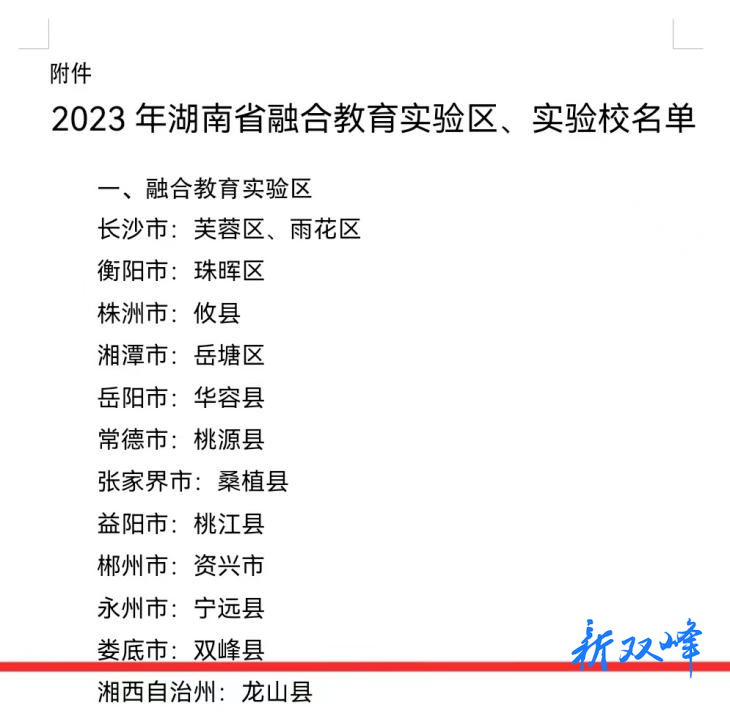 双峰县入选“2023年湖南省融合教育实验区”