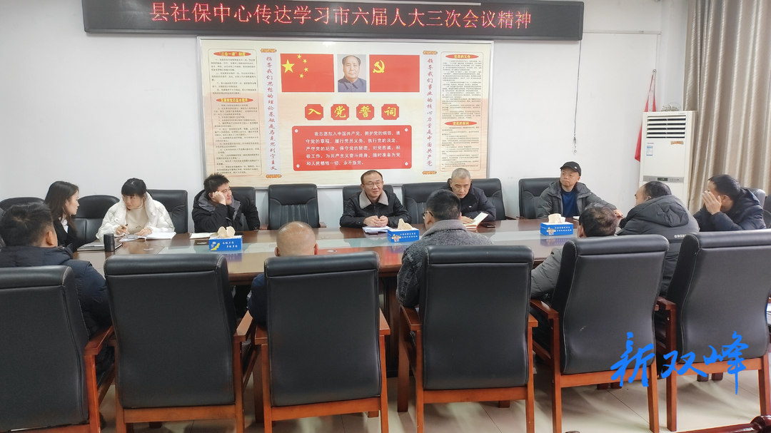 双峰县社保中心传达学习娄底市第六届人大第三次会议精神
