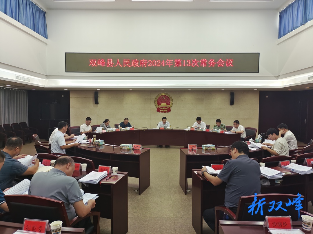 王文红主持召开双峰县人民政府2024年第13次常务会议