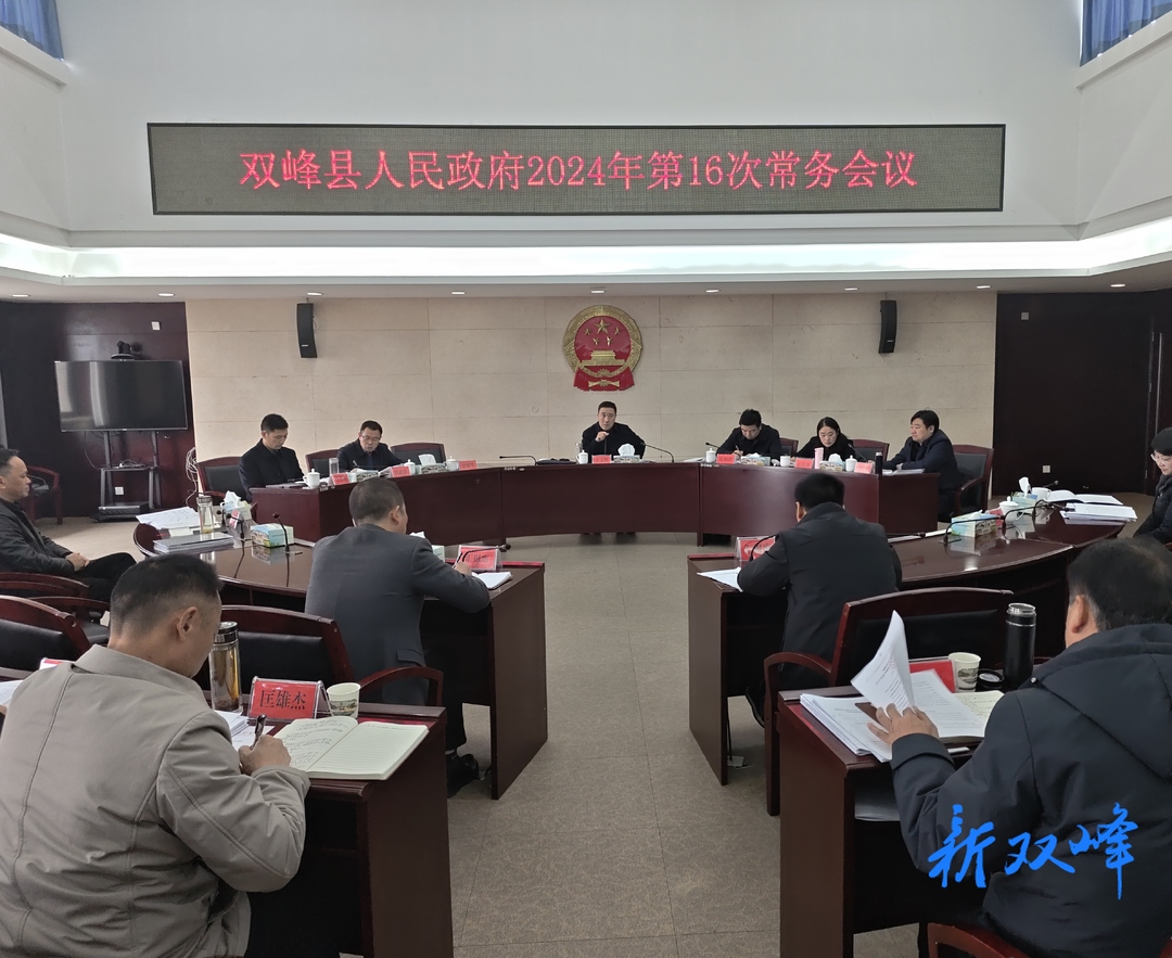 王文红主持召开双峰县人民政府2024年第16次常务会议