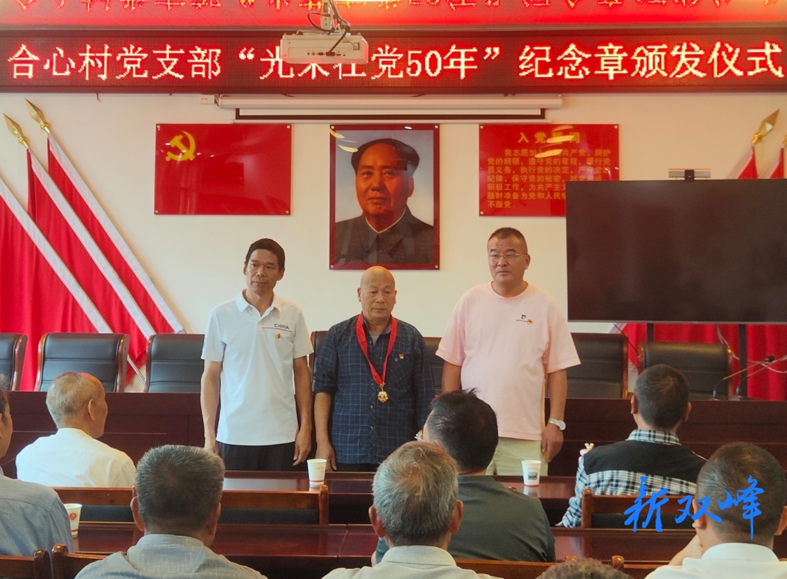 杏子铺镇为32名退役军人颁发“光荣在党50年”纪念章