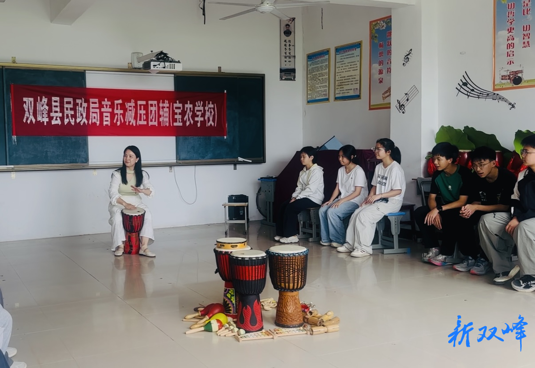 双峰县民政局走进宝农学校开展“律动释压·乐动心灵”音乐减压团辅活动